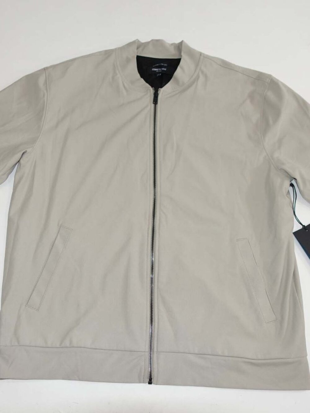 Kenneth Cole New York Men's The Bomber Jacket Size XL NWT Stone Beige Zip Front